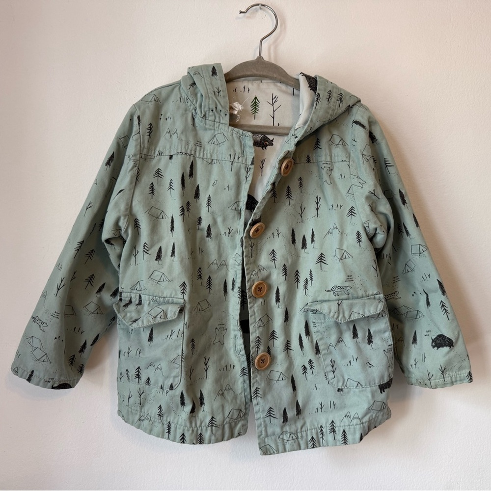 Red Caribou Green Pima Cotton Lightweight Casual forest print